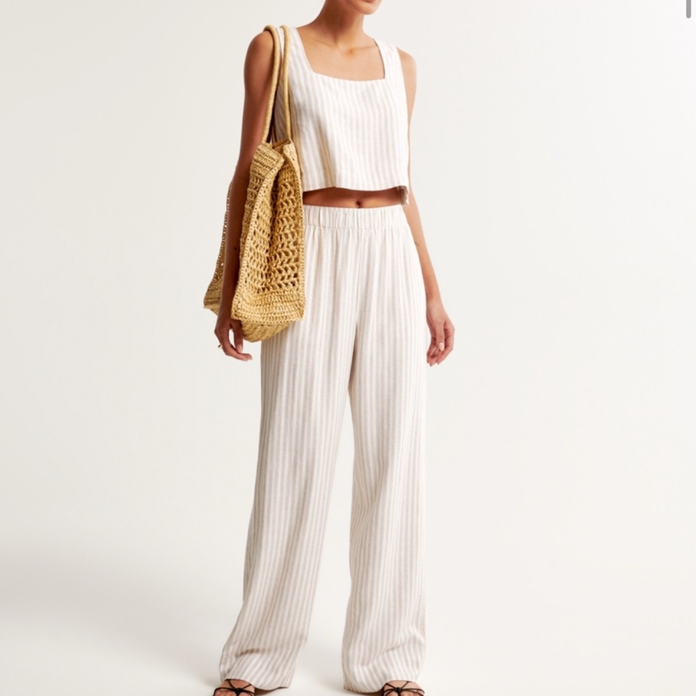 Abercrombie linen blend pull on pants petite